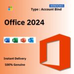 Office 2024 - Account Bind Official box art for the ACCOUNT BIND version of Office 2024. A genuine lifetime license key that binds to your Microsoft Account, from Delta Keys India.